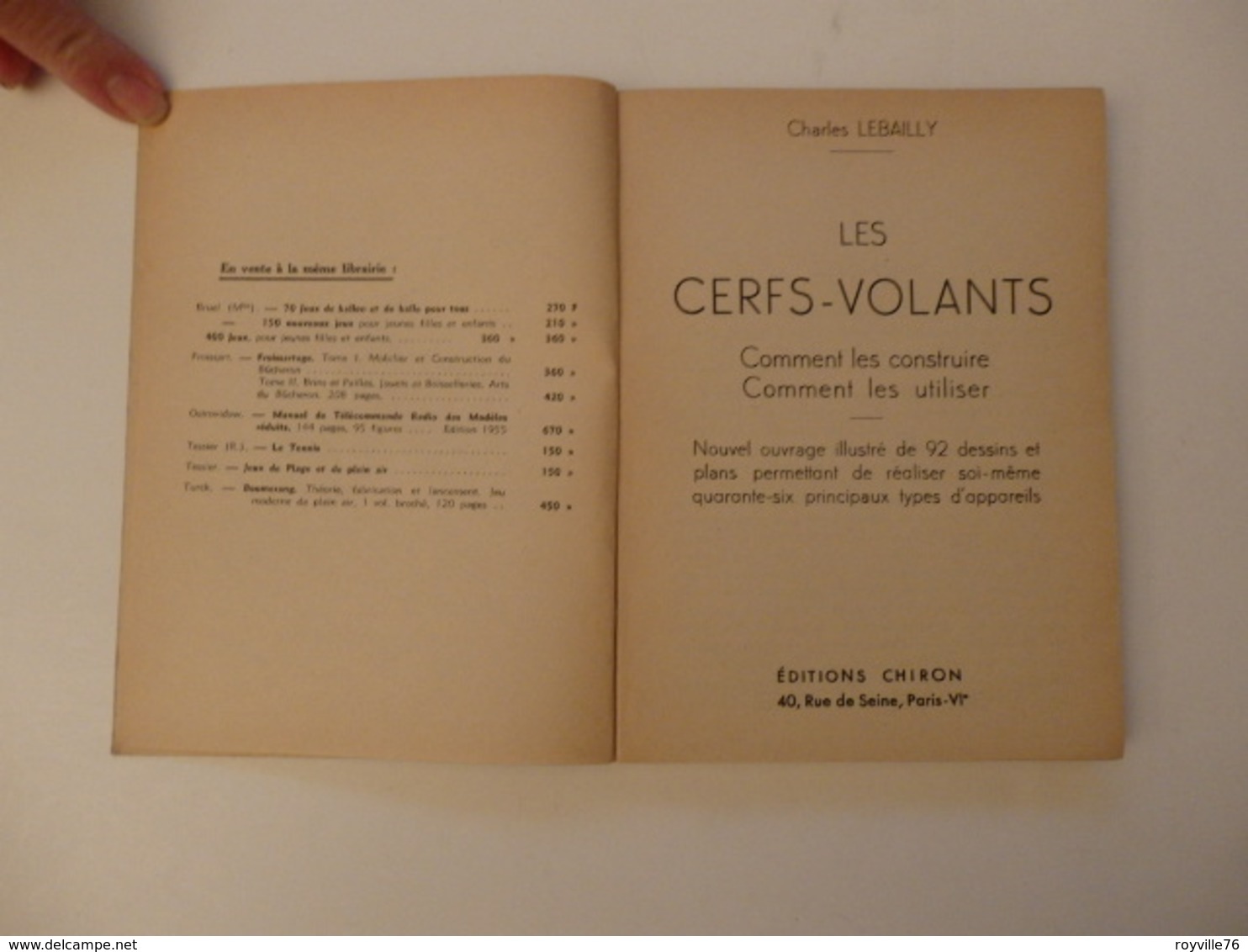 Livre De 144 P. Sur Les Cerfs-volants (45 Modèles De Construction) De Ch. Lebailly. - Other & Unclassified