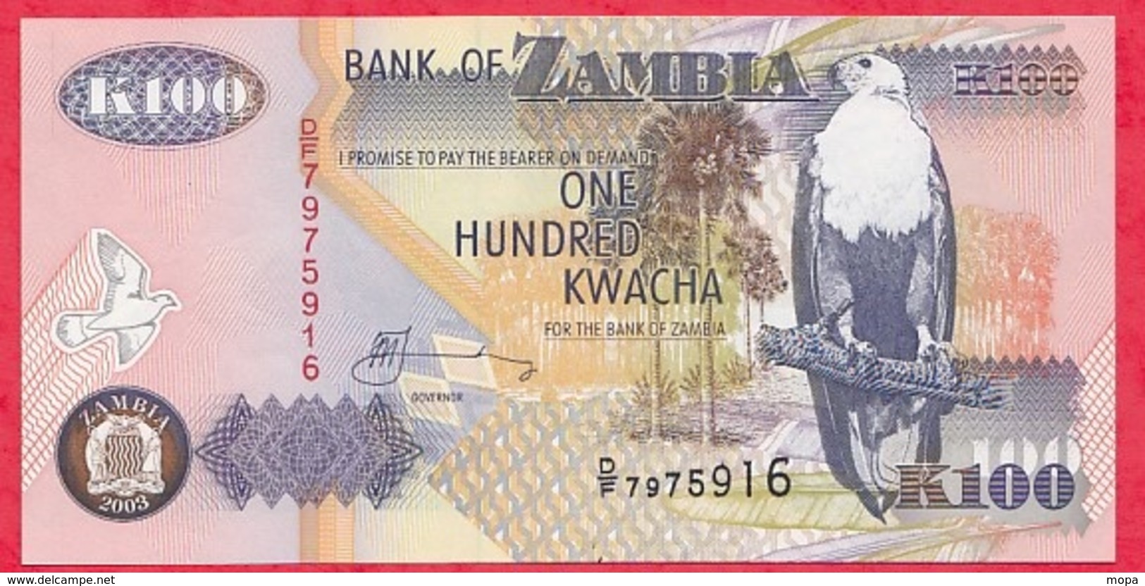 Zambie 100 Kwacha 2003 (sign 12)  UNC - Zambie