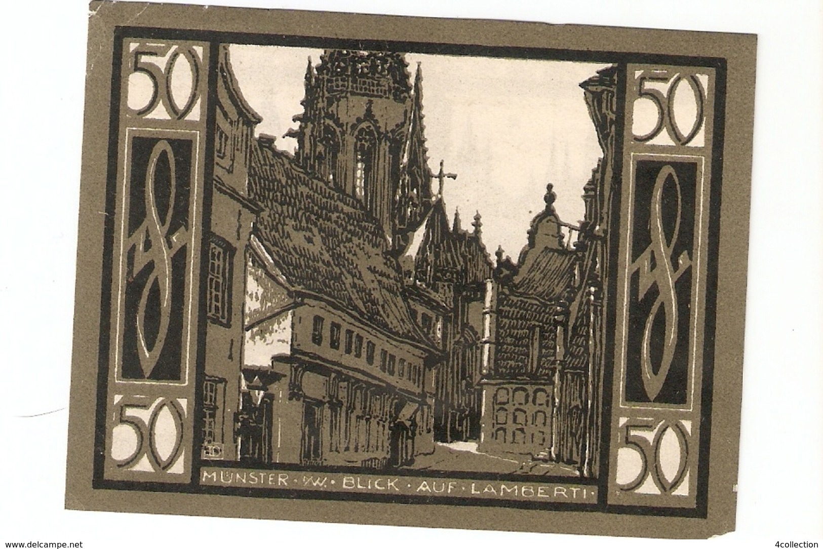 T.  Germany Notgeld Der Stadt MUNSTER 50 Pfennig 1921 - Blick Auf Lamberti - [11] Local Banknote Issues