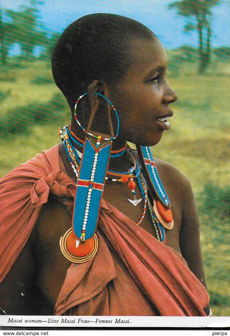 TANZANIA - DONNA MASAI - VIAGGIATA 1971 FRANCOBOLLO ASPORTATO - Africa