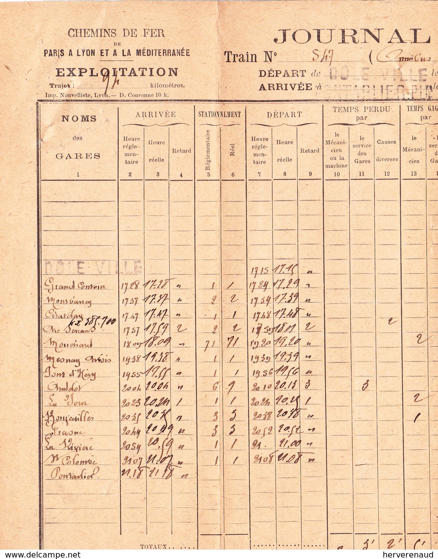 Journal De Train De Dole à Pontarlier (1922) - Transporte