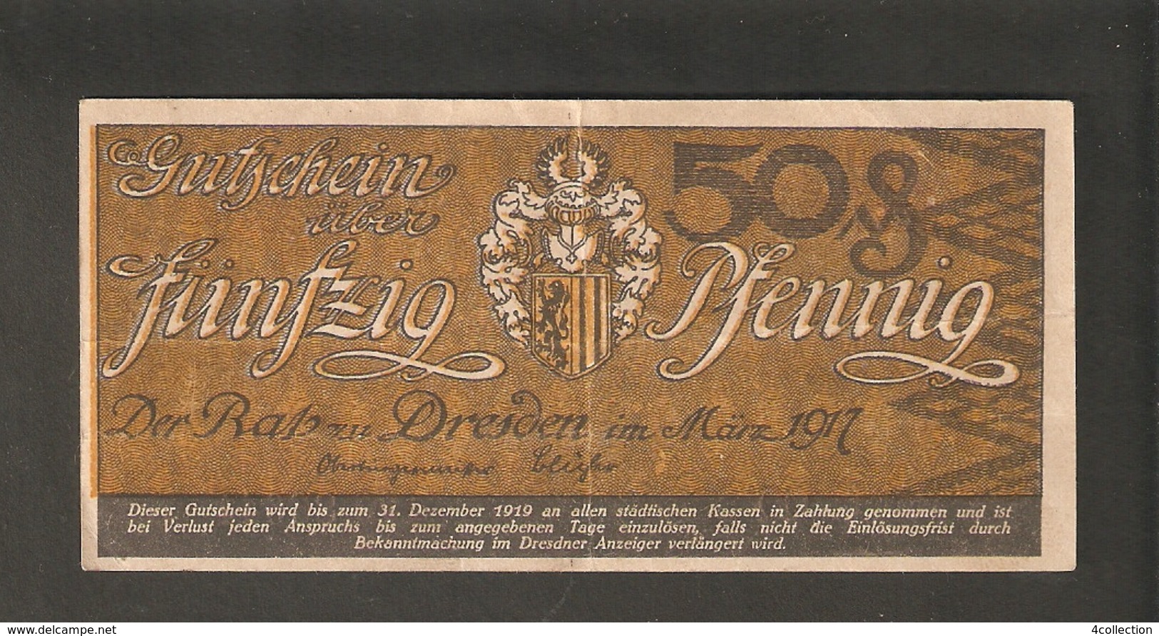 T.  Germany Notgeld Der Stadt DRESDEN 50 Pfennig 1917 / 1919 Reihe QQ No. 86641 - [11] Local Banknote Issues