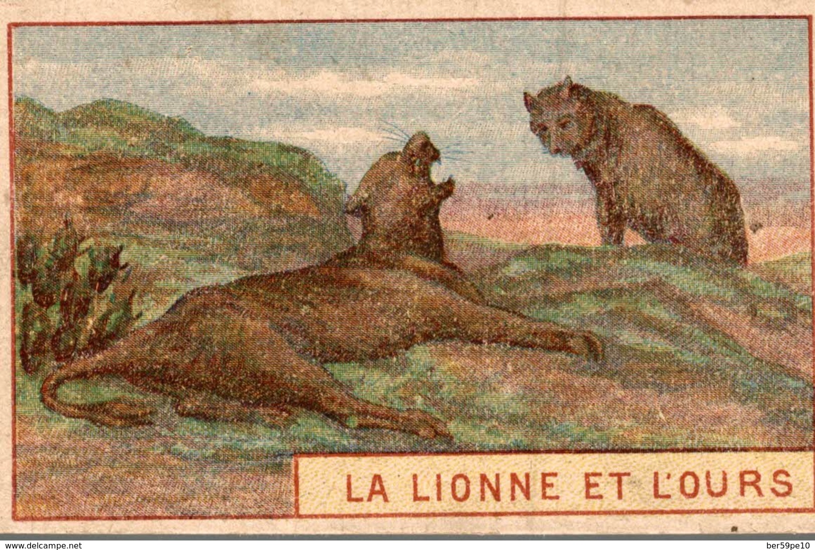 CHROMO MOKA & CHICOREES EXTRA  J. LERVILLES BOUCHAIN   LA LIONNE ET L'OURS - Duroyon & Ramette