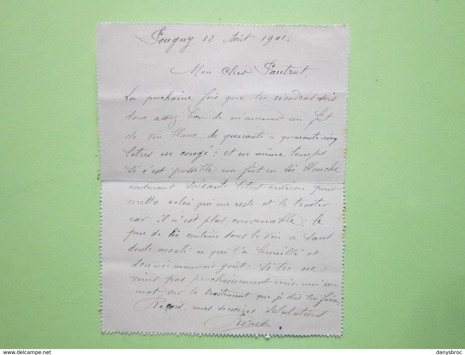 Entier FRANCE CARTE-LETTRE Oblitéré COSNE, NEVERS-GARE & PREMERY écrite à POUGNY (58) 12/08/1901 Type Sage 15c Bleu - 1877-1920: Période Semi Moderne