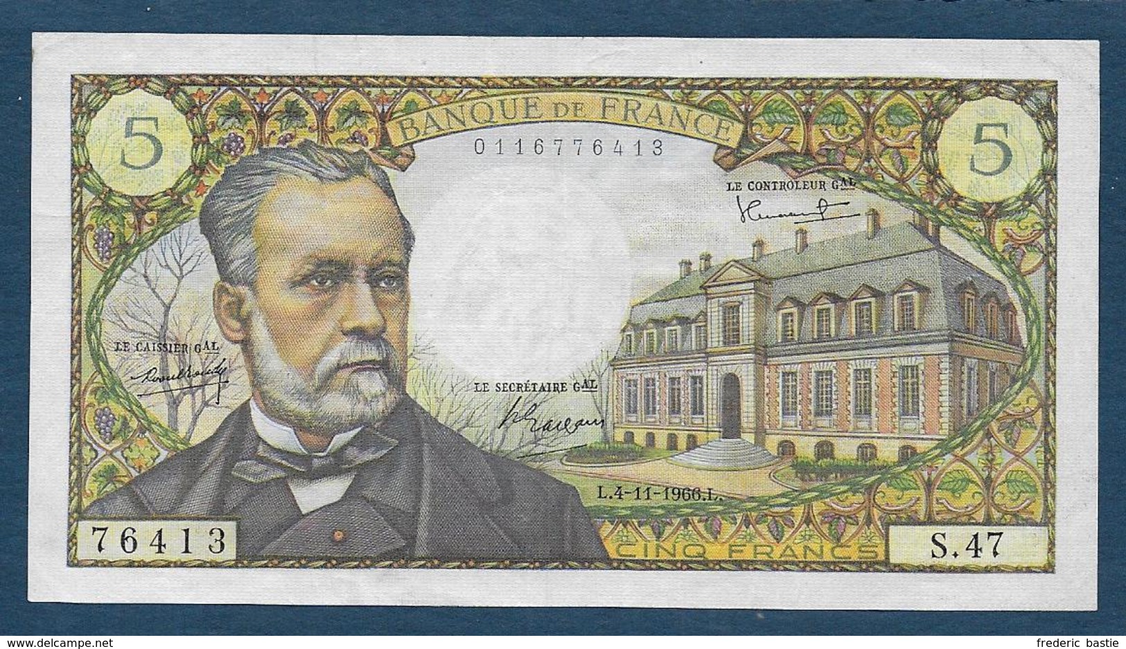 France - Billet De  5 F  Pasteur  Du  4 - 11 - 1966 - 5 F 1966-1970 ''Pasteur''