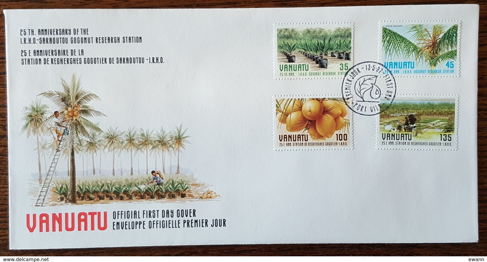 Vanuatu - FDC 1987 - YT N°759 à 762 - Station De Recherches Sur Le Cocotier / IRHO - Vanuatu (1980-...)