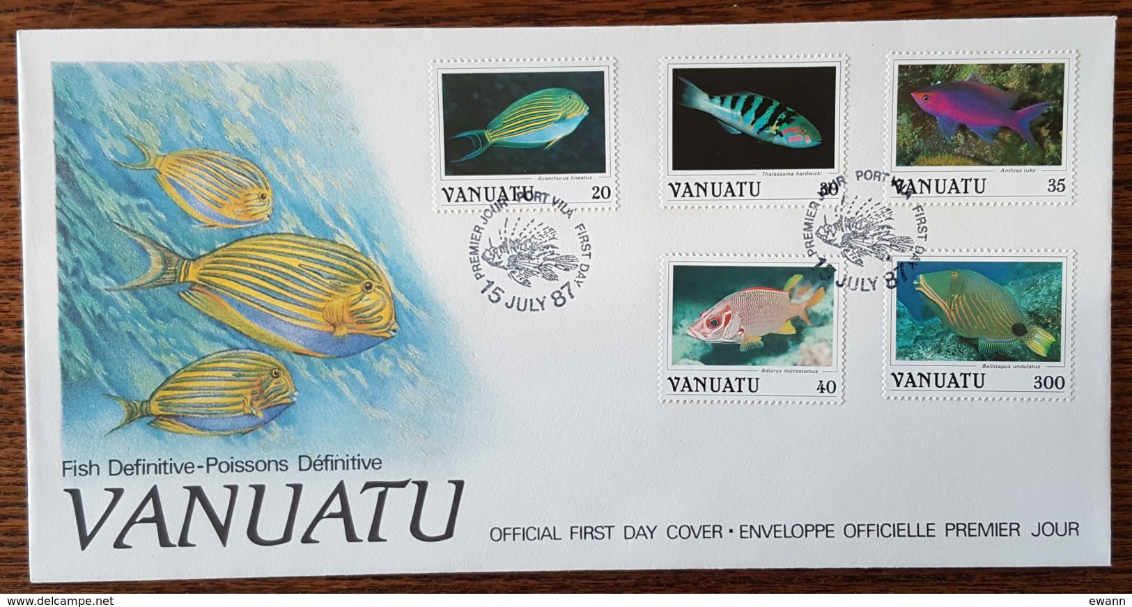 Vanuatu - FDC 1987 - YT N°773 à 776, 782 - Faune / Poissons - Vanuatu (1980-...)