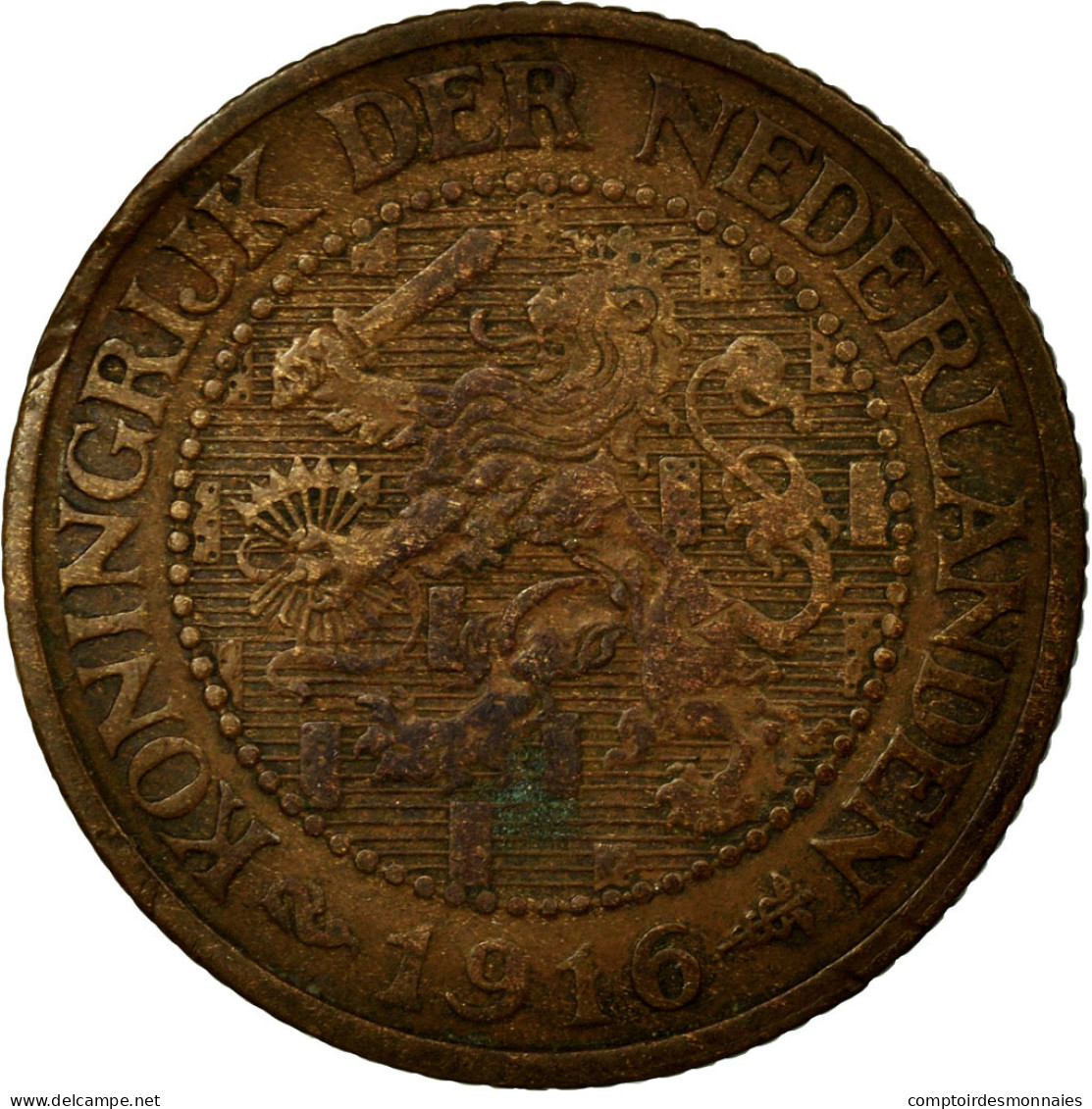 Monnaie, Pays-Bas, Wilhelmina I, 2-1/2 Cent, 1916, TB+, Bronze, KM:150 - 2.5 Centavos