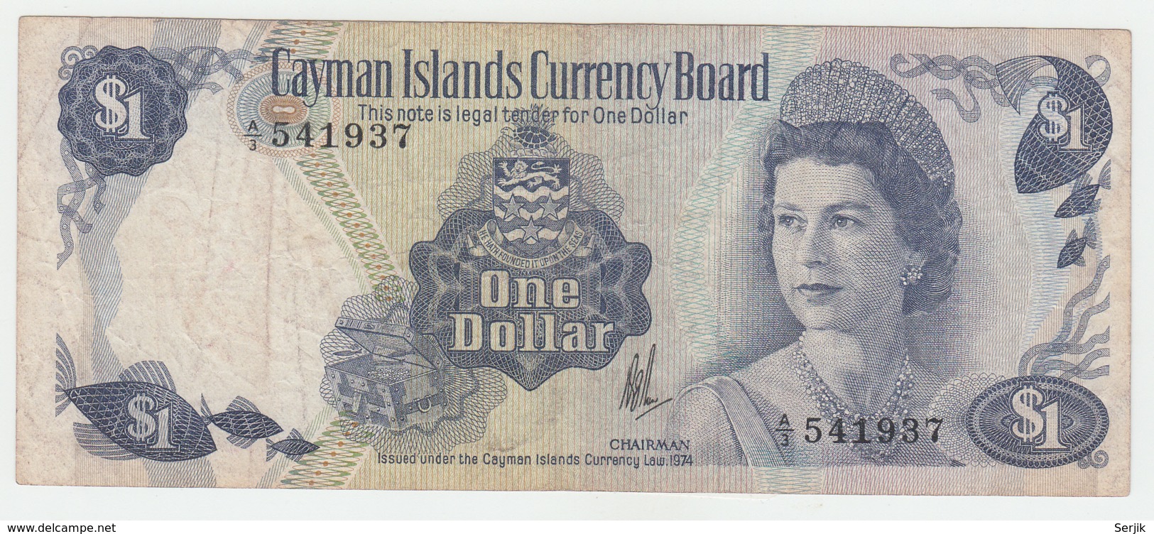 CAYMAN ISLANDS 1 Dollar 1974 VF Pick 5b 5 B (A/3) - Iles Cayman