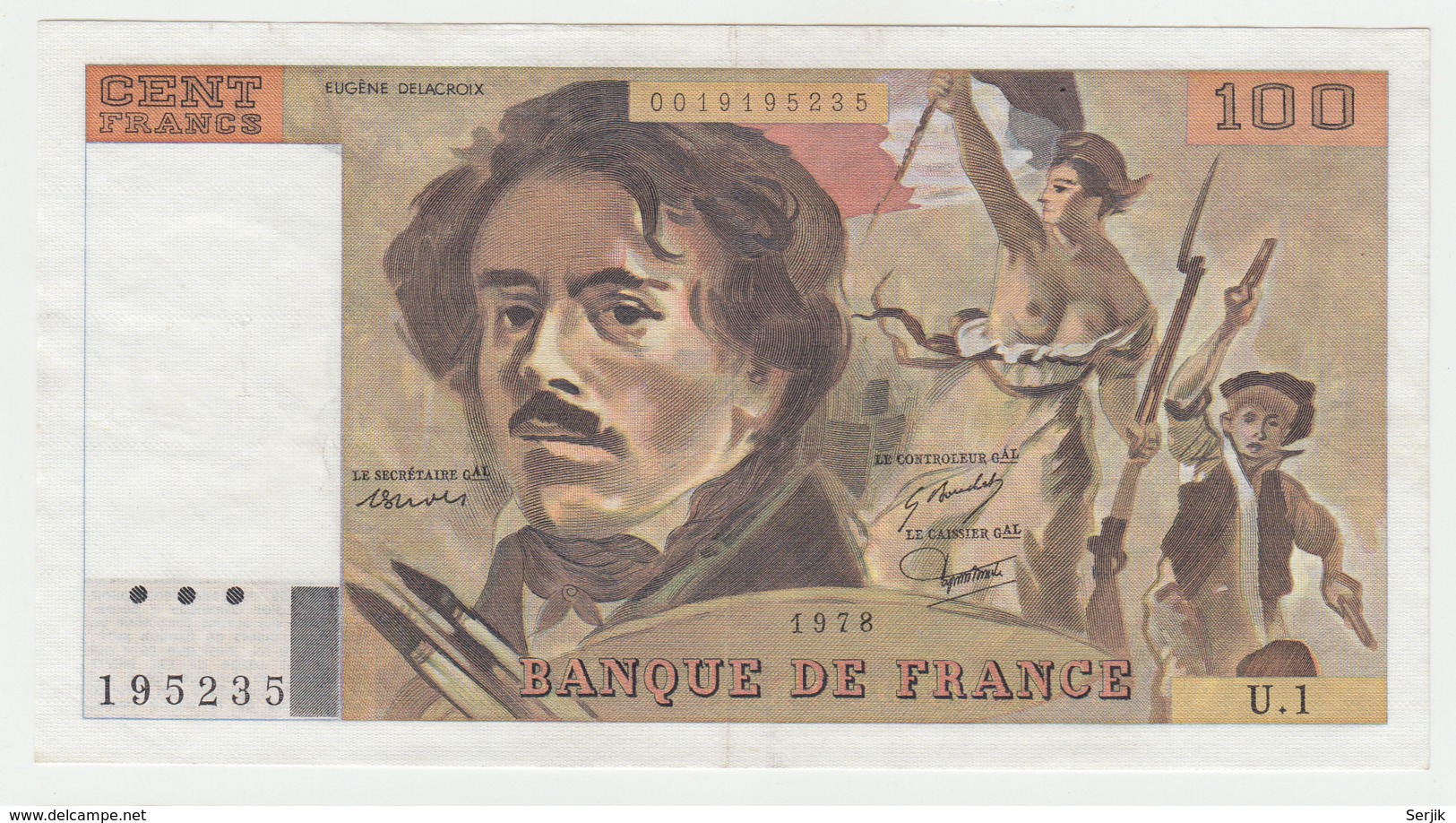 France 100 Francs 1978 VF++ Pick 154b 154 B - 100 F 1978-1995 ''Delacroix''