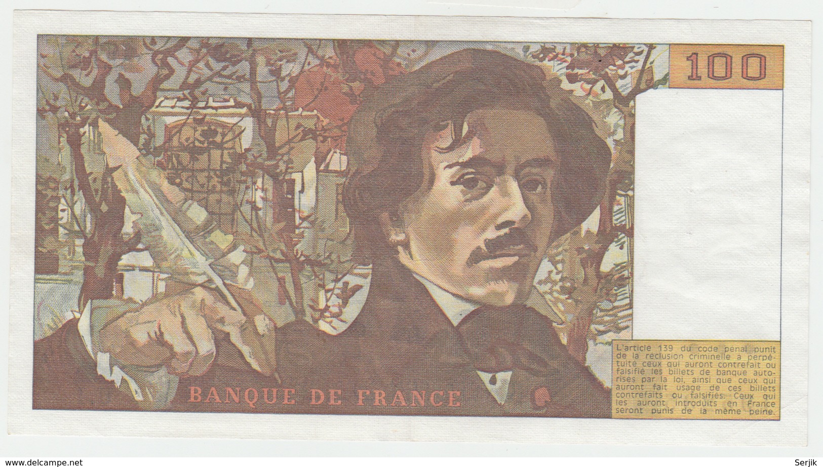 France 100 Francs 1978 VF++ Pick 154b 154 B - 100 F 1978-1995 ''Delacroix''