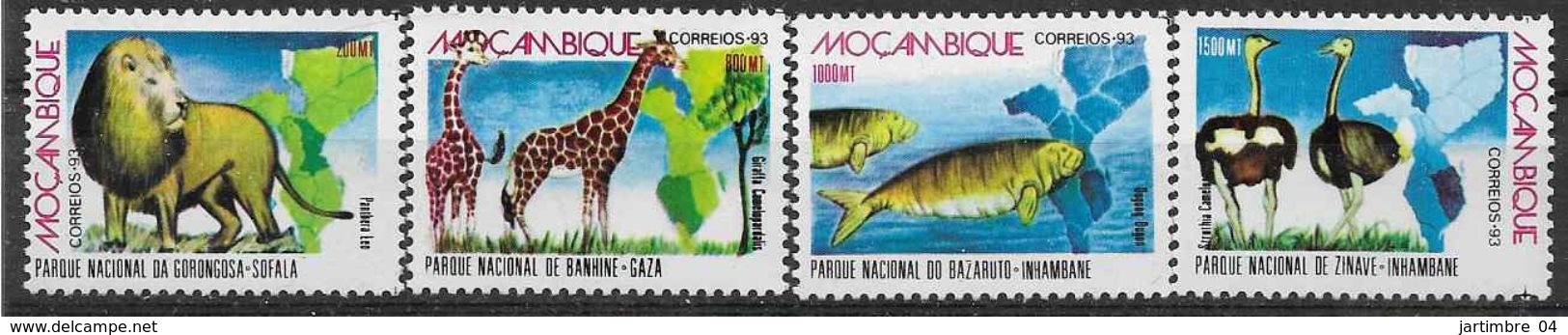 1992 MOZAMBIQUE 1249-52** Parc National, Animaux, Lion, Girafe - Mozambique