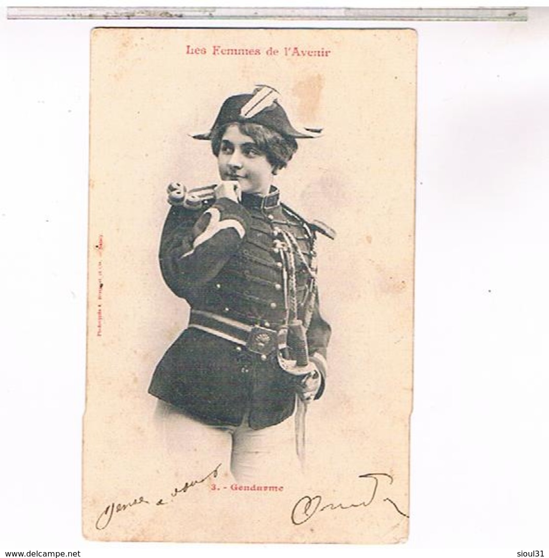 Humour Illustrateur Bergeret LES  FEMMES .DE L AVENIR. GENDARME N° 3  1902 - Bergeret