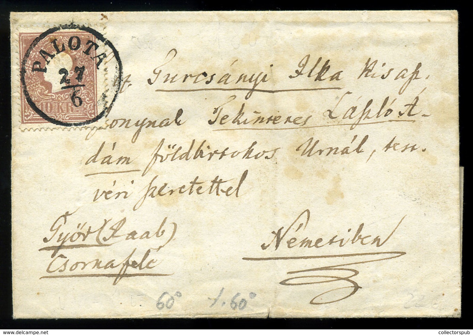 PALOTA 185.. Szép 10Kr-os Levél Németibe Küldve - Storia Postale