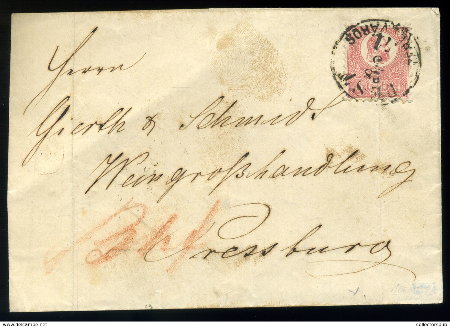PEST 1871. Kőnyomat 5Kr Levélen Pozsonyba Küldve - Briefe U. Dokumente