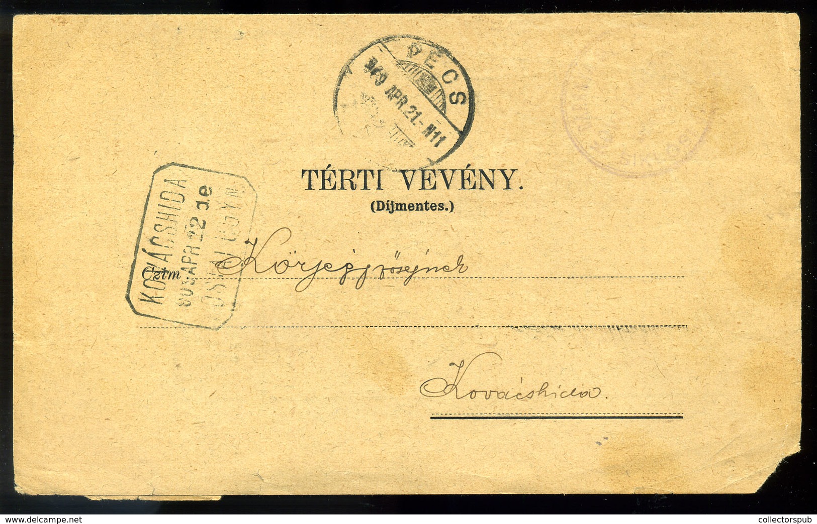 KOVÁCSHIDA 1940. Levél Postaügynökségi Bélyegzéssel - Covers & Documents