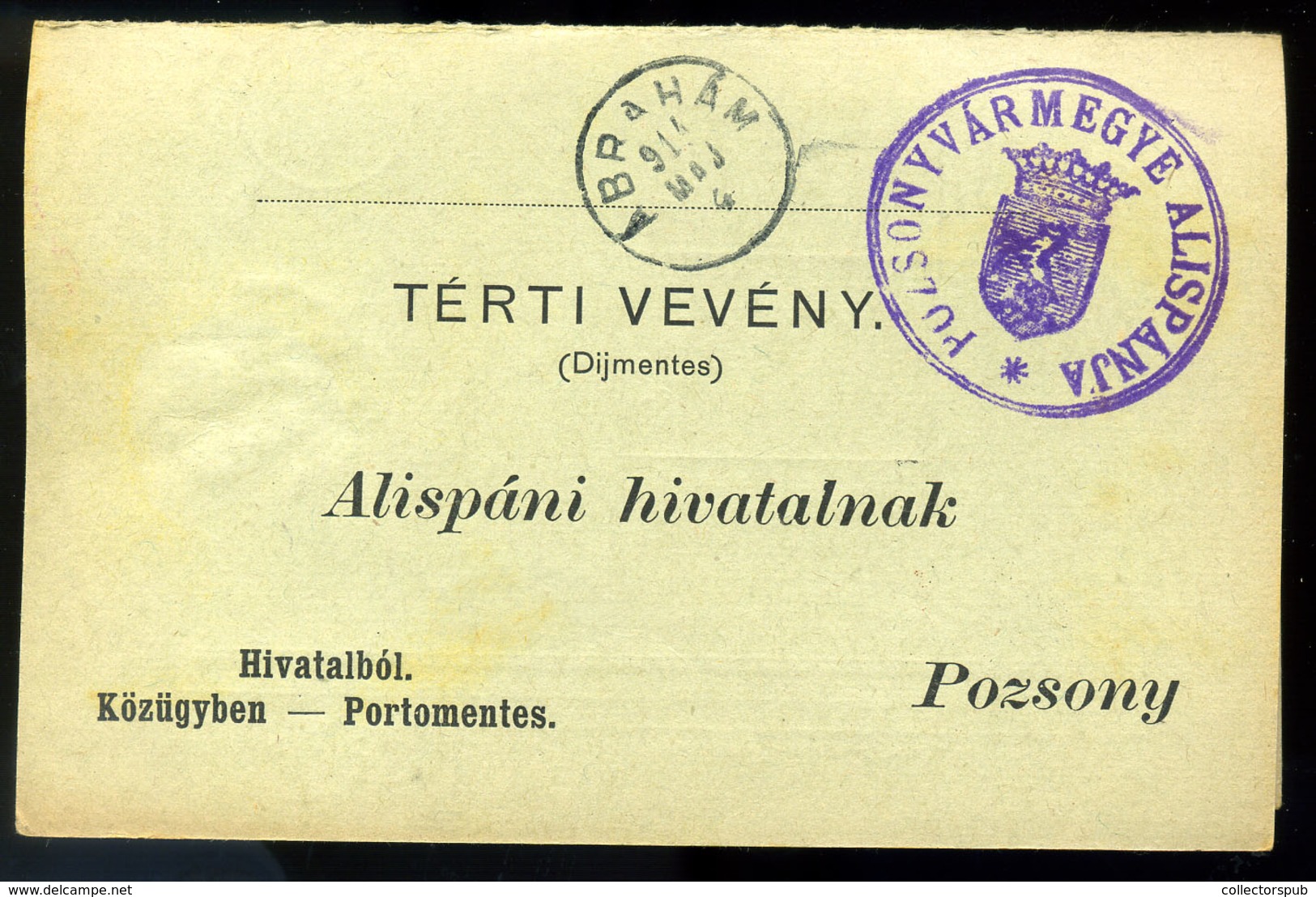 MAJTÉNY / Majcichov 1914. Portómentes Postázott Tértivevény Postaügynökségi Bélyegzéssel - Covers & Documents