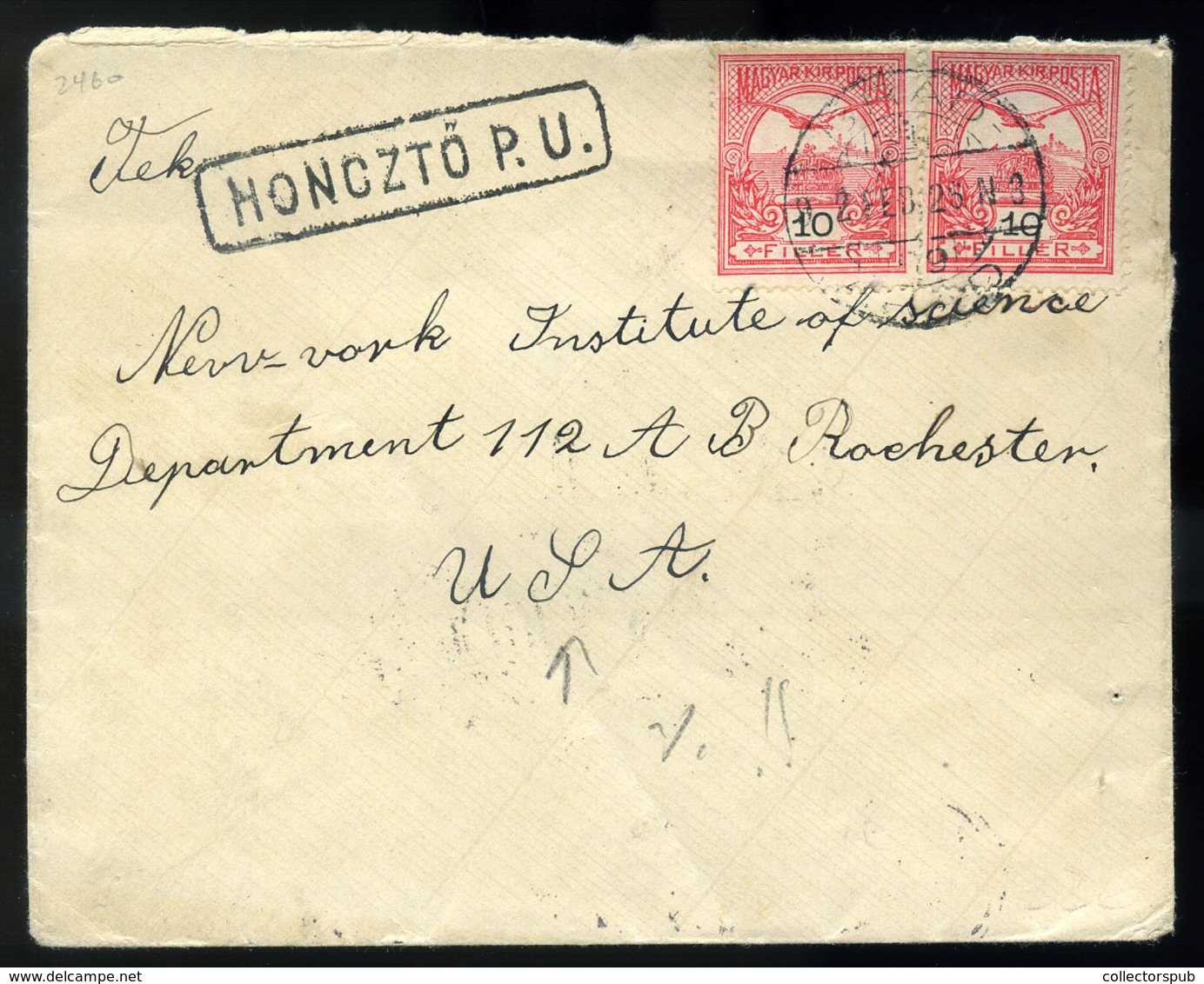 HONCTŐ 1902. Levél, Pályaudvari és Mozsóposta Bélyegzéssel Rochester, Az USA-ba Küldve - Storia Postale