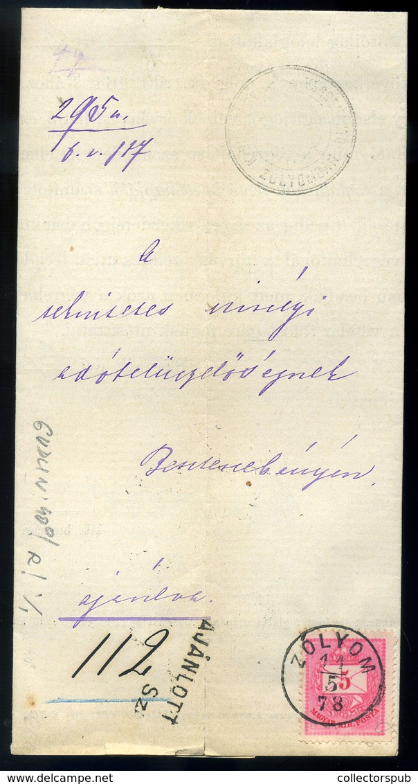 ZÓLYOM 1878. Ajánlott Levél Besztercebányára Küldve - Used Stamps