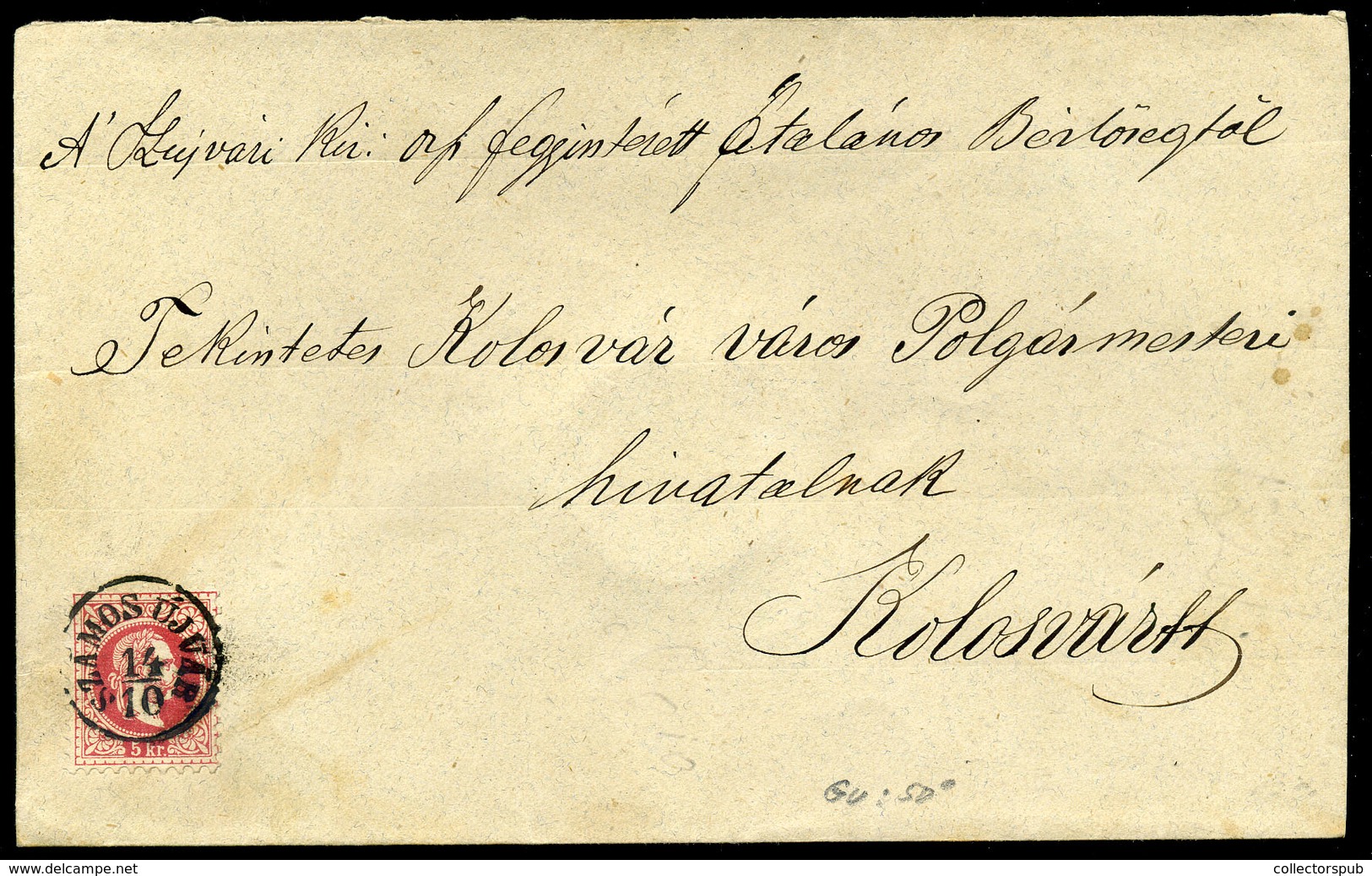 SZAMOSÚJVÁR 1870. Szép 5kr-os Levél, Dekoratív Viaszpecséttel Kolozsvárra Küldve - Covers & Documents