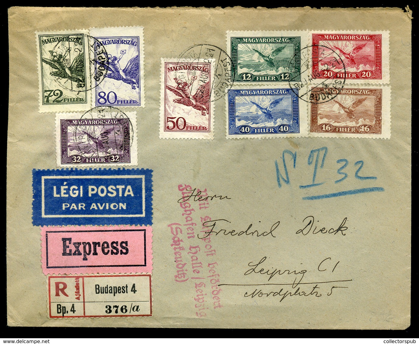 BUDAPEST 1929. Dekoratív Expressz Légi Levél Lipcsébe Küldve - Covers & Documents