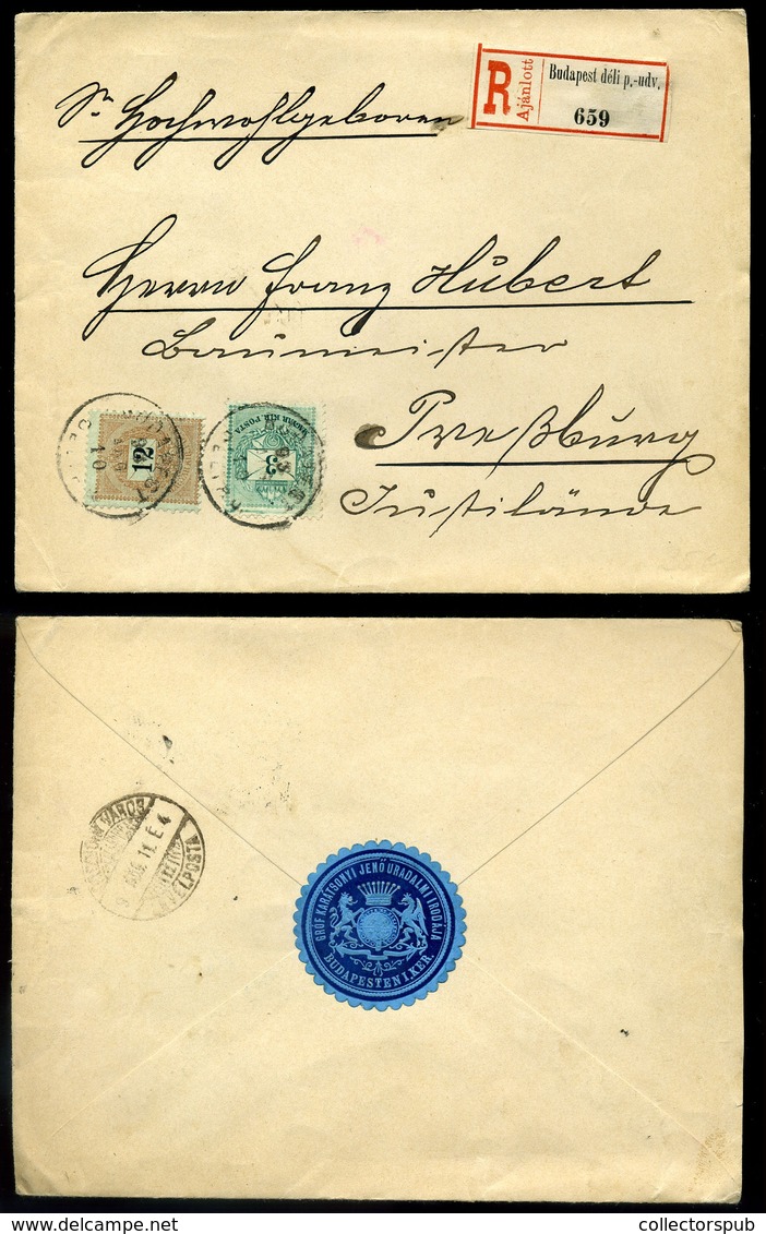 BUDAPEST 1893. Ajánlott Levél 12Kr+3Kr-ral Pozsonyba Küldve, Gróf Karátsonyi Jenő Levélzárójával - Covers & Documents