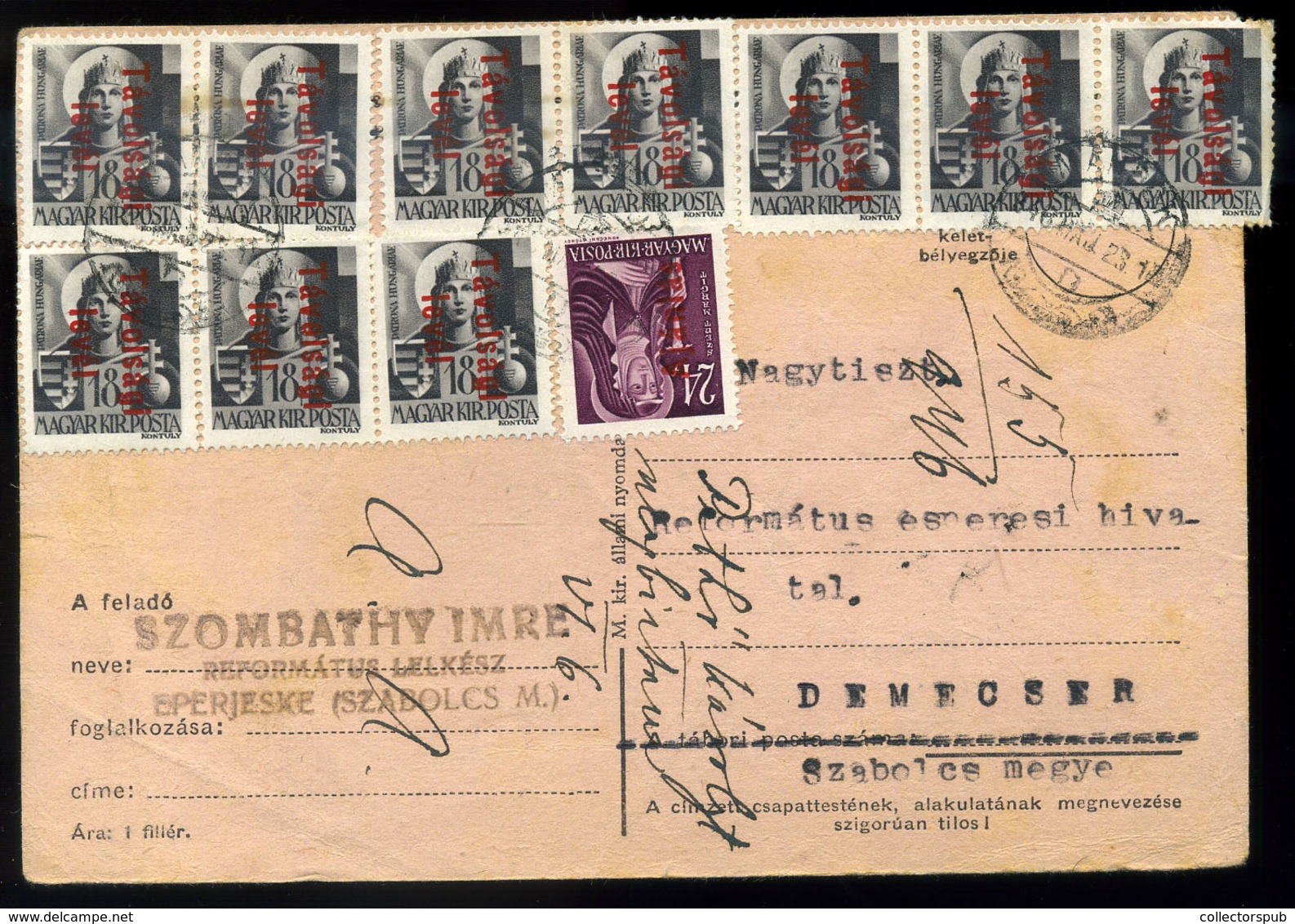 EPERJESKE 1945 Inflációs S Levlap Demecserre Küldve - Covers & Documents