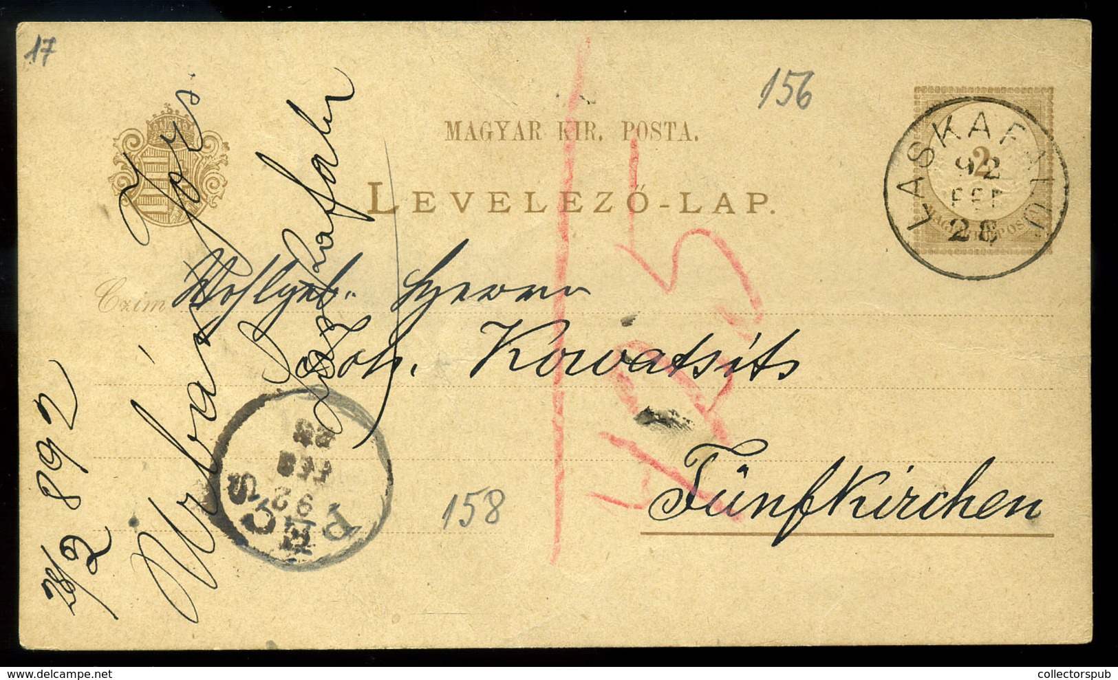 LASKAFALU 1892. Díjjegyes Levlap Szép Bélyegzéssel  /  1892 Stationery P.card Nice Pmk - Used Stamps