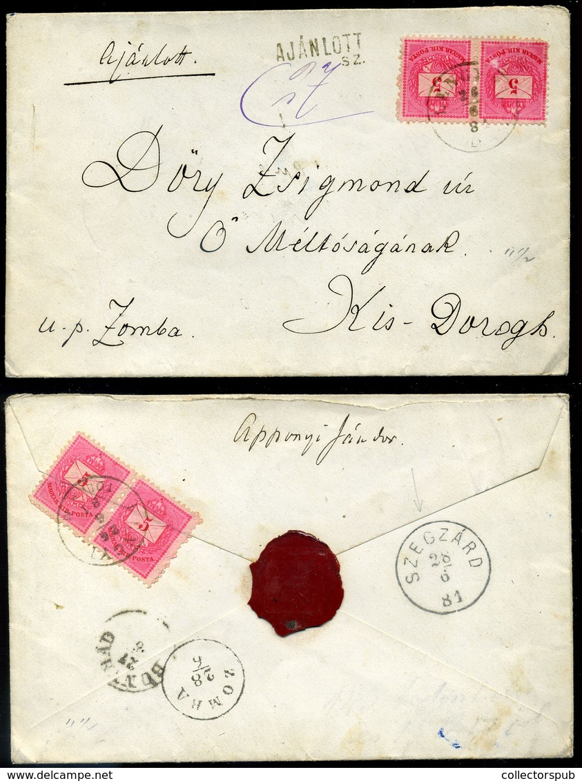 LENGYEL 1881. Gróf Apponyi Sándor Ajánlott Autográf Levele Báró Dőry Zsigmondnak Kisdorogra Küldve - Covers & Documents