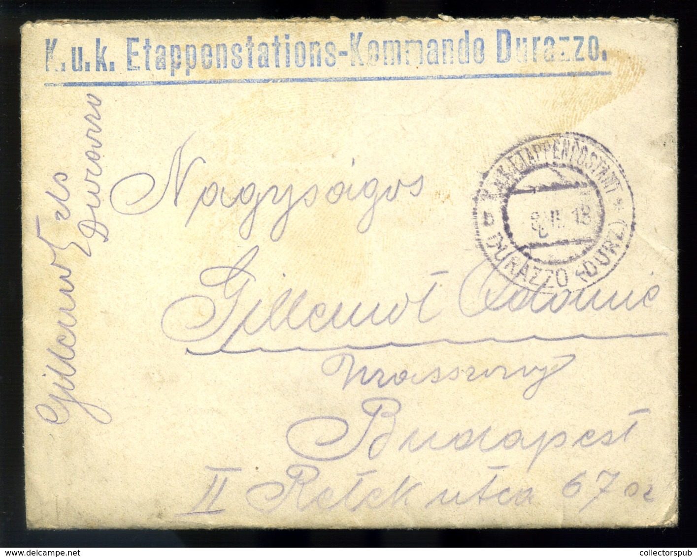 I.VH Albánia, Ausztria Tábori Levél EP Durazzo Bélyegzéssel, Tartalommal Budapestre / WW I. Albania Austria APO Letter E - Albania