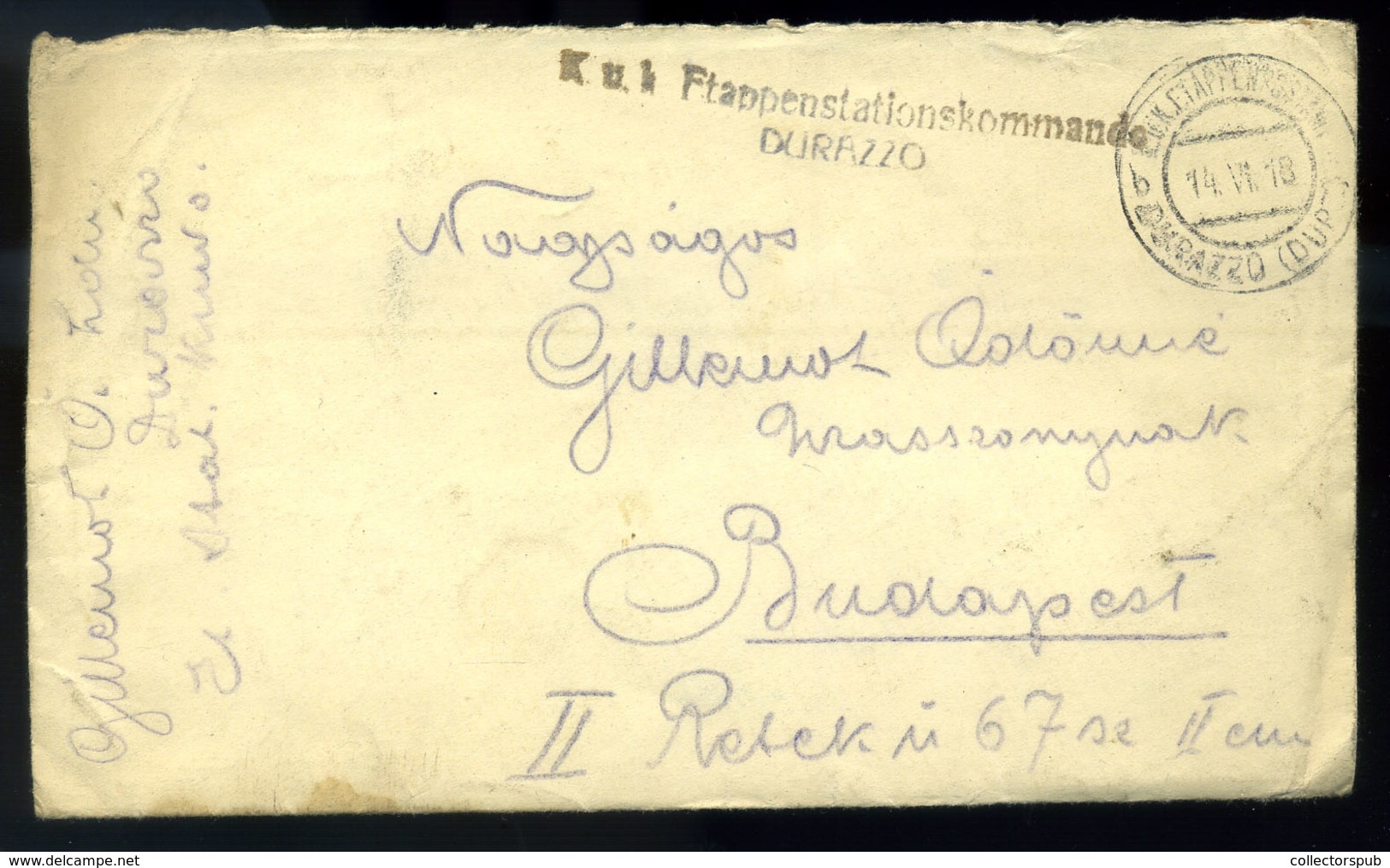 I.VH Albánia, Ausztria Tábori Levél EP Durazzo Bélyegzéssel, Tartalommal Budapestre / WW I. Albania Austria APO Letter E - Albania