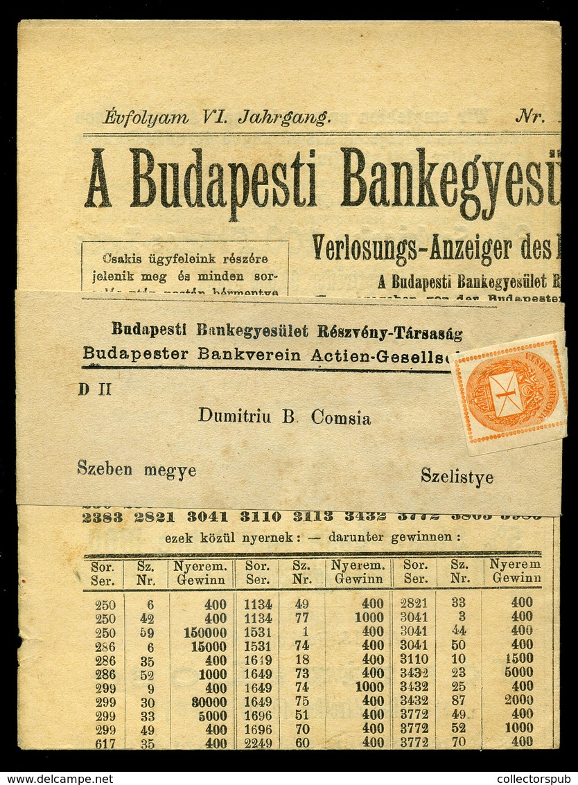 BUDAPEST 1893. Sorsolási Tudósító, Komplett Kiadvány Szelistyére Küldve - Covers & Documents