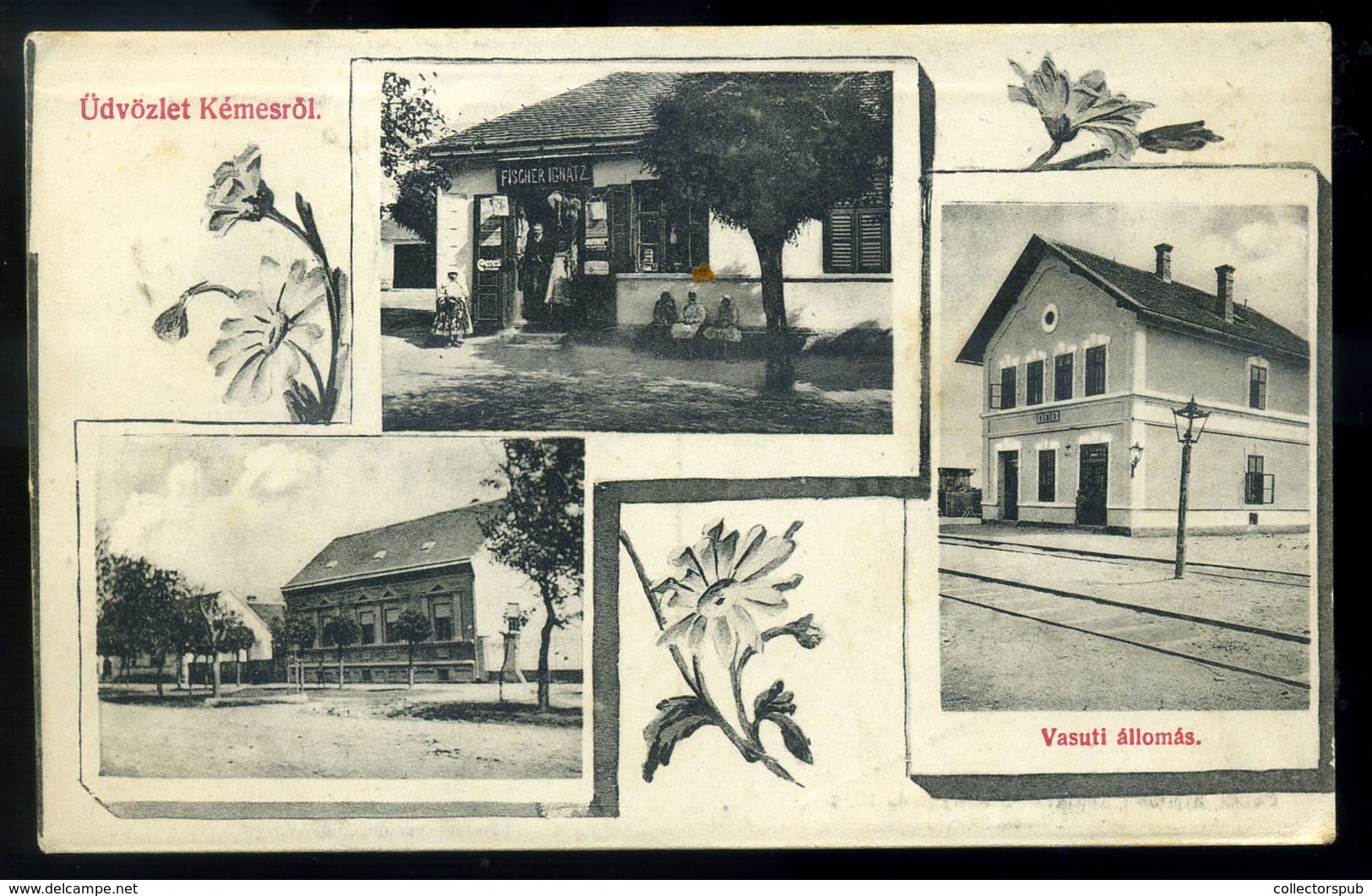 KÉMES 1914. Régi Képeslap, állomás, Fischer Ignác üzlete  /  1914 Vintage Pic. P.card, Station Ignác Fischer's Store - Religión & Esoterismo