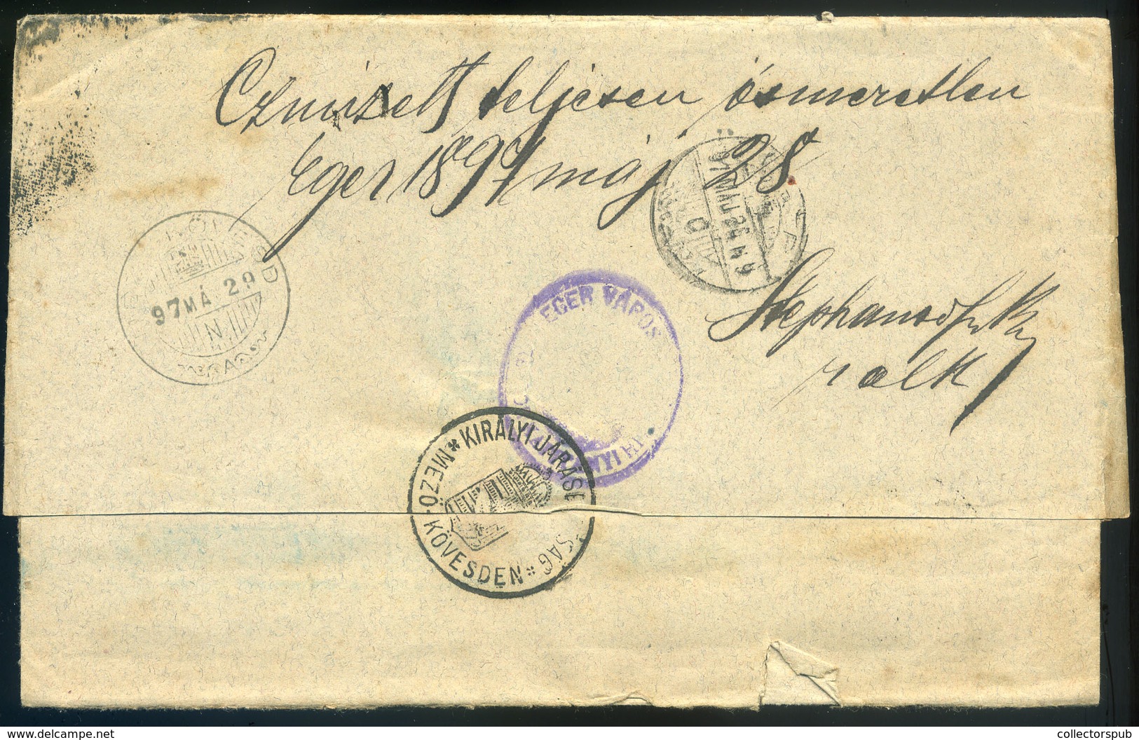 MEZŐKÖVESD 1897. Érdekes, Egerből Visszaküldött, Ajánlott Portómentes Levél / 1897 Interesting Porto Free Letter Returne - Used Stamps