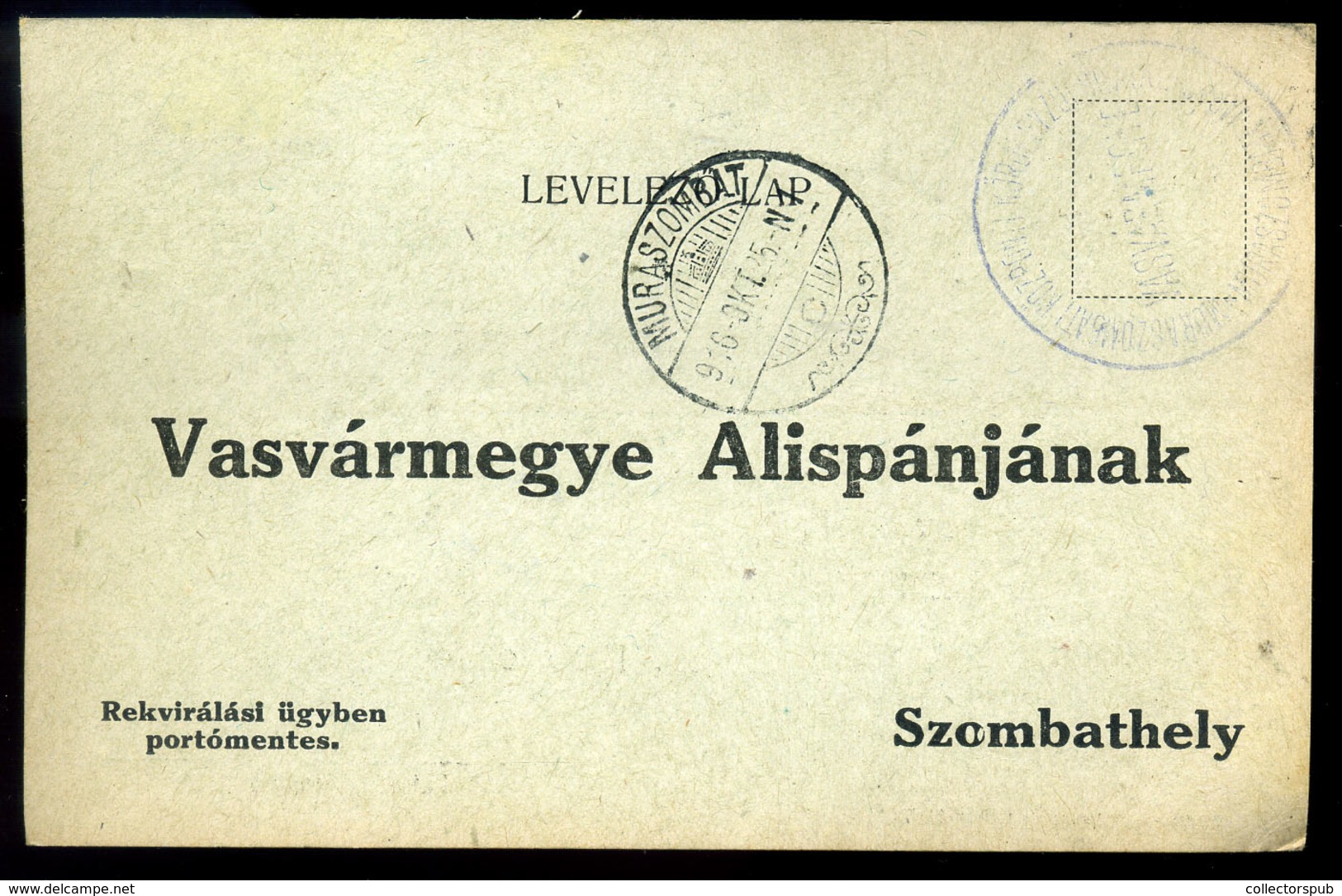 MURASZOMBAT  1916. Érdekes  I. VH-s Rekvirálási Levelezőlap L Szombathelyre Küldve  /  1916 Interesting WW I Requisition - Slovenia