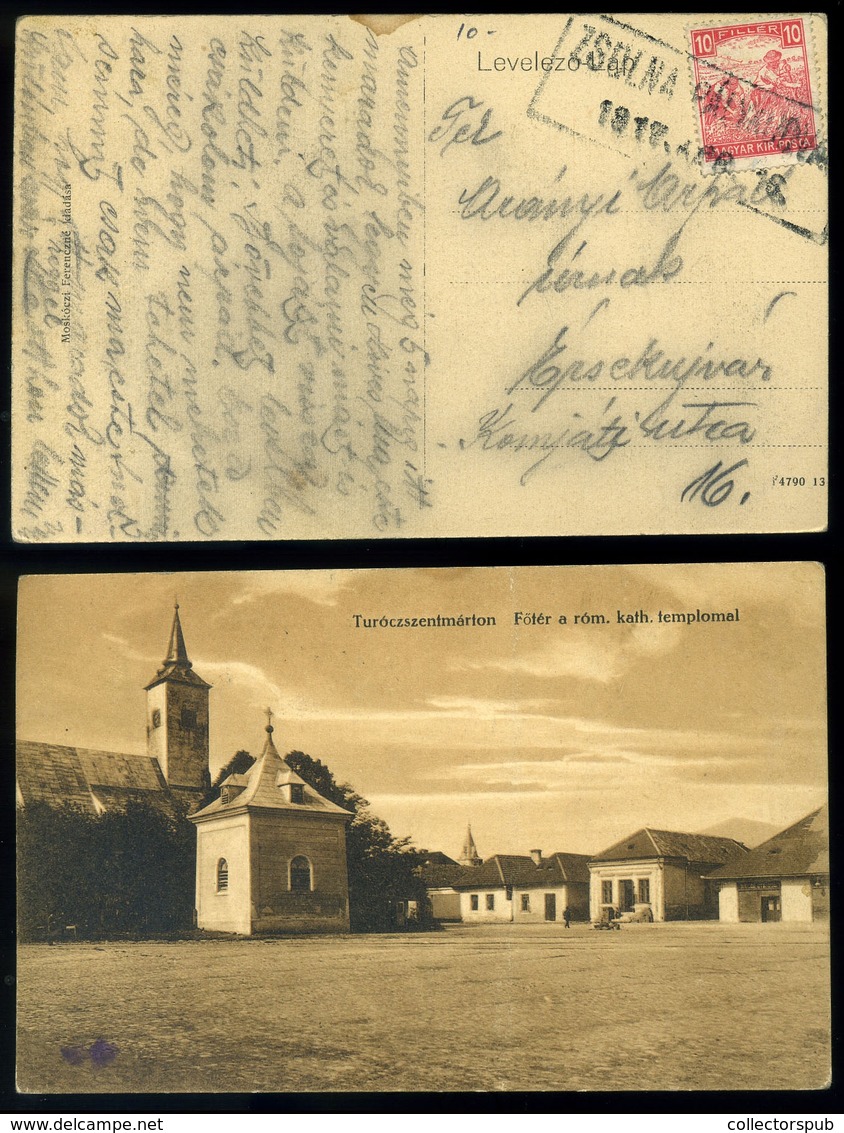 TÚRÓCSZENTMÁRTON 1917. Régi Képeslap Pályaudvari Bélyegzéssel  /  1917 Vintage Pic. P.card Train Station Pmk - Used Stamps