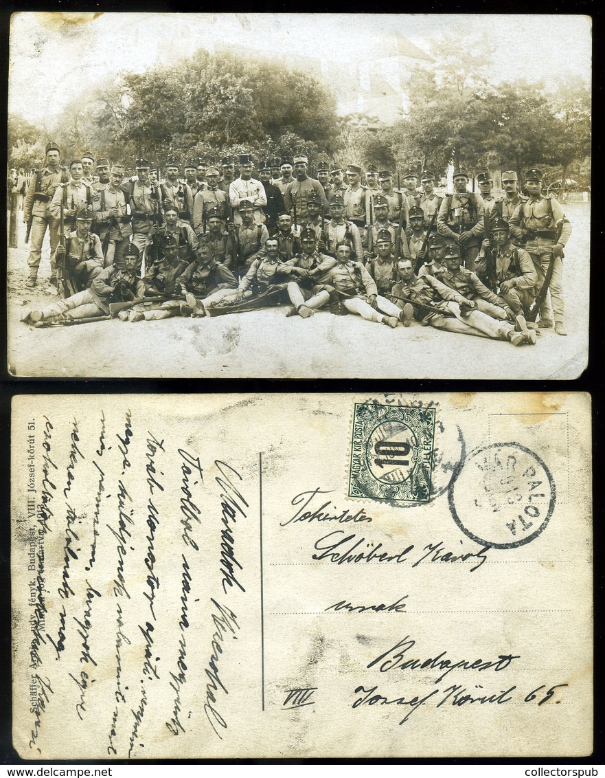 VÁRPALOTA 1913. Katonák, Fotós Képeslap, Portózva  /  1913 Soldiers Photo Vintage Pic. P.card, Postage Due - Hungary