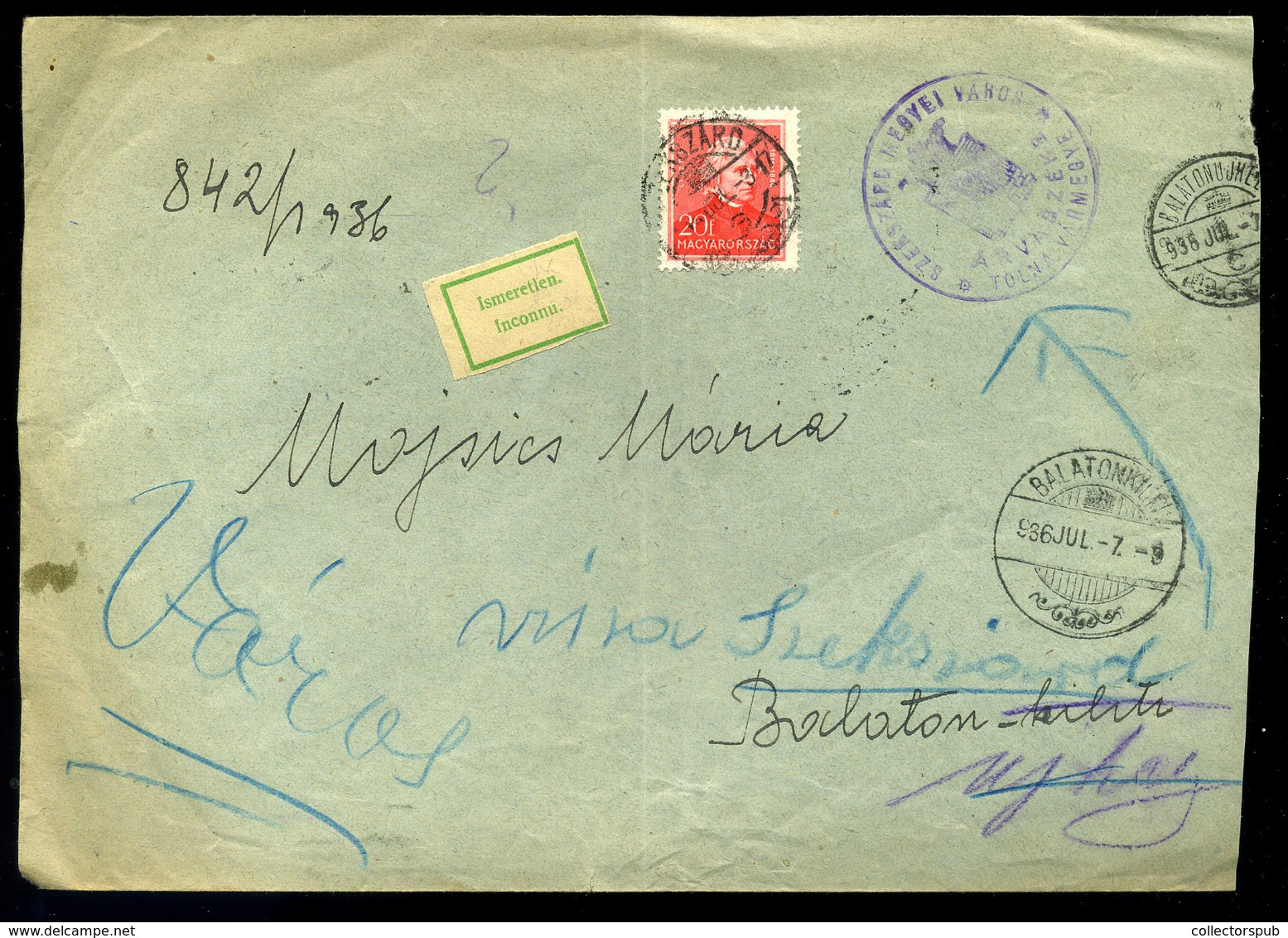 SZEKSZÁRD 1926. Érdekes Levél, Arcképek 20f , Tovább és Visszaküldéssel - Covers & Documents