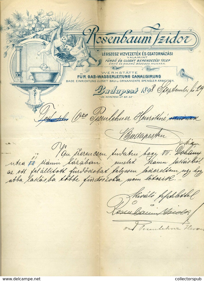 Rosenbaum Izidor , Fejléces,céges Levél  Budapest 1898. - Unclassified