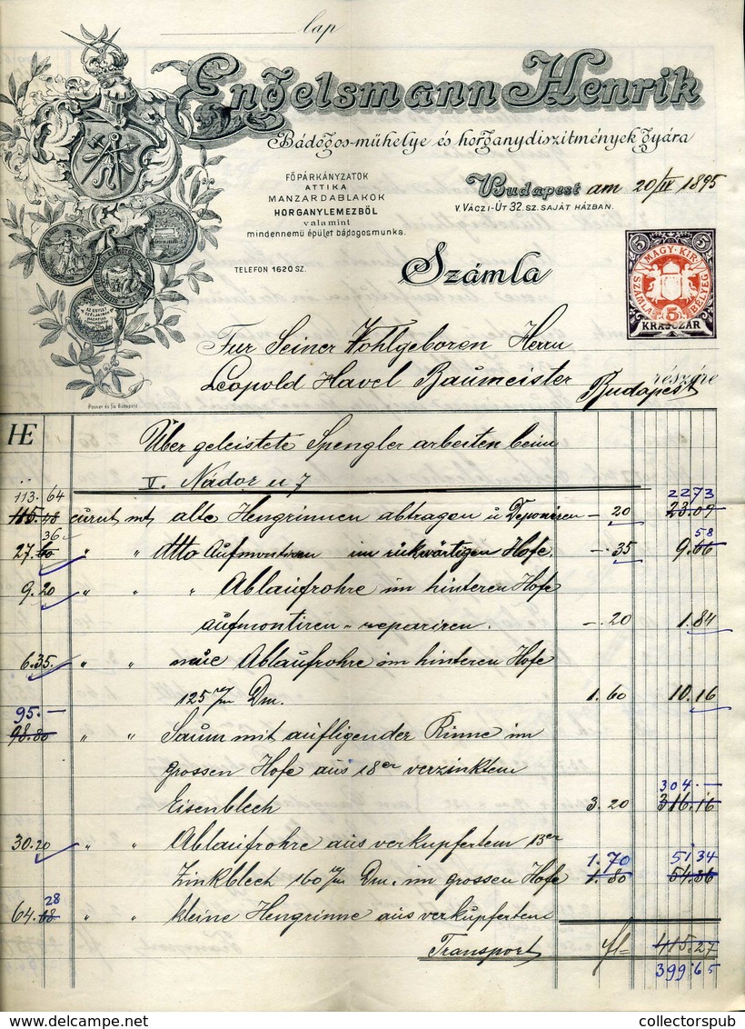 Engelsmann Henrik   Fejléces,céges Számla  Budapest 1895 - Unclassified
