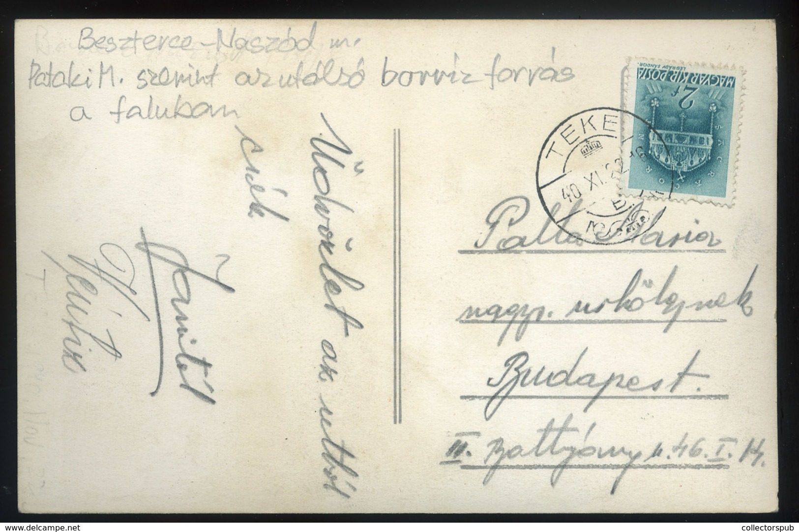 TEKE 1940. Vendéglő, Borvíz Forrás, Ritka Képeslap  /  1940 Restaurant Mineral Water Spring Rare Vintage Pic. P.card - Hungría