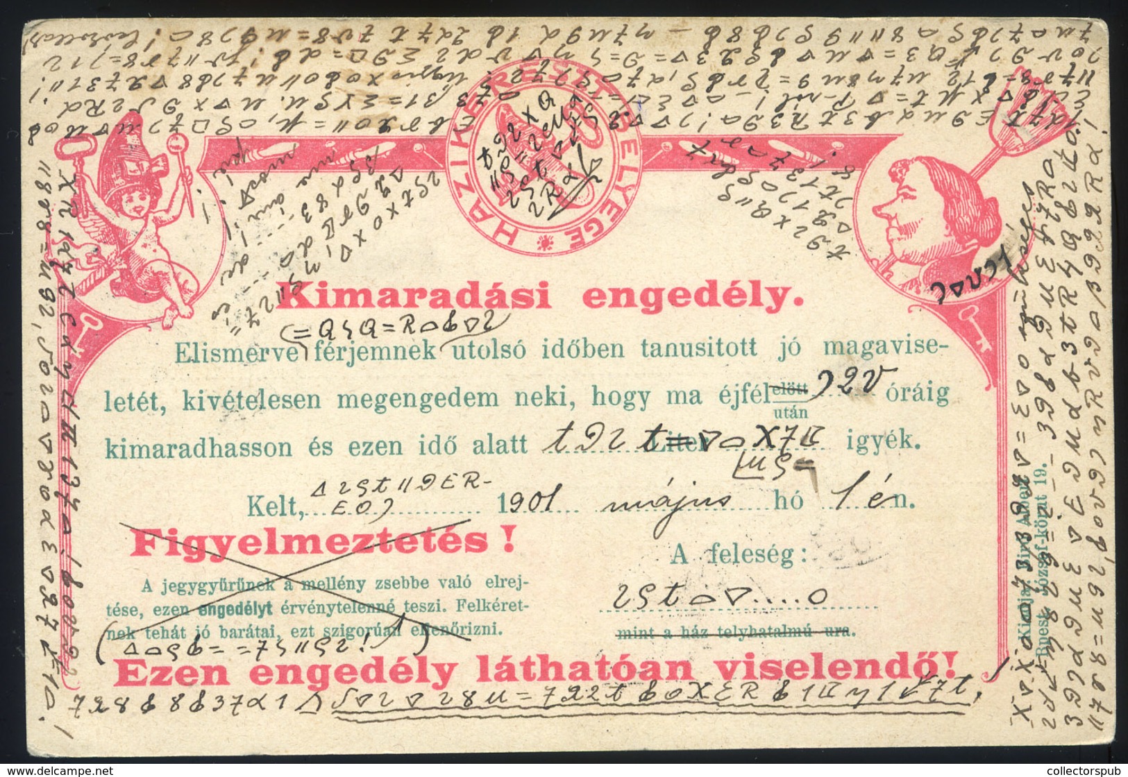 KAPUVÁR 1901. "Kimaradási Engedély" Régi Képeslap Pancsovára Küldve  /  1901 Outage Permission Vintage Pic. P.card To Pa - Hungary