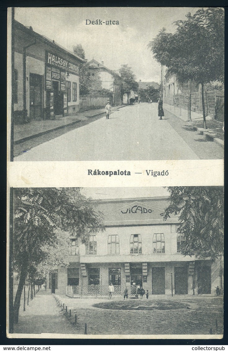 RÁKOSPALOTA 1931. Deák Utca, Vigadó, Halassy János üzlete  , Régi Képeslap  /  RÁKOSPALOTA 1931 Deák St., Vigadó, János  - Hungary