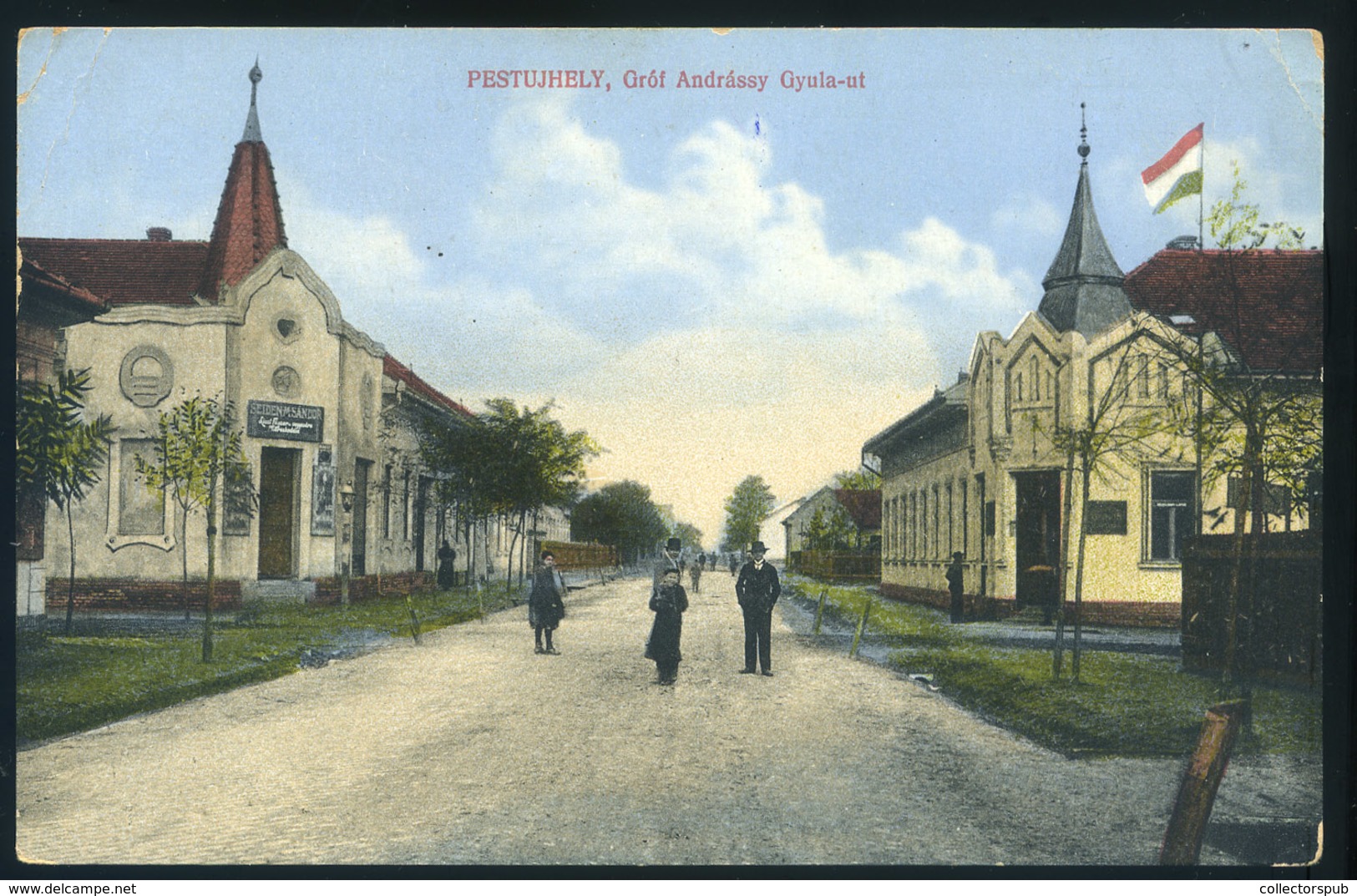 PESTÚJHELY 1915. Cca. Gróf Andrássy Gyula út, Seiden M. Sándor Vegyeskereskedése, Régi Képeslap  /  PESTÚJHELY Ca 1915 G - Hungary