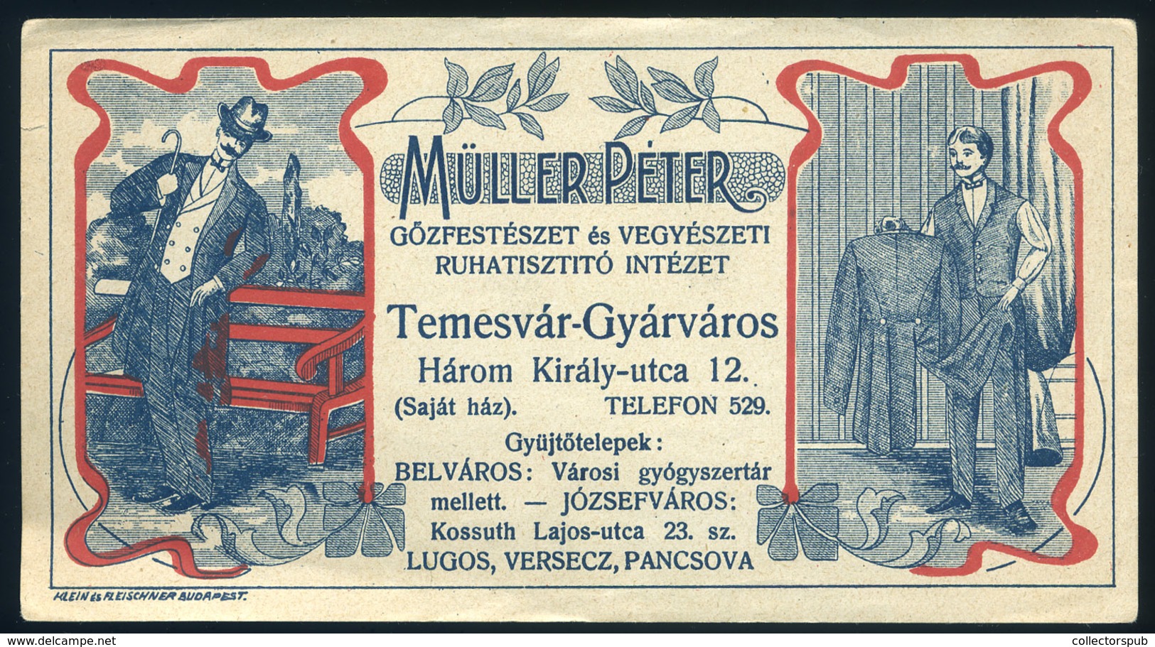 SZÁMOLÓ CÉDULA 1910 Cca. Régi Reklám Grafika , Müller, Temesvár - Unclassified