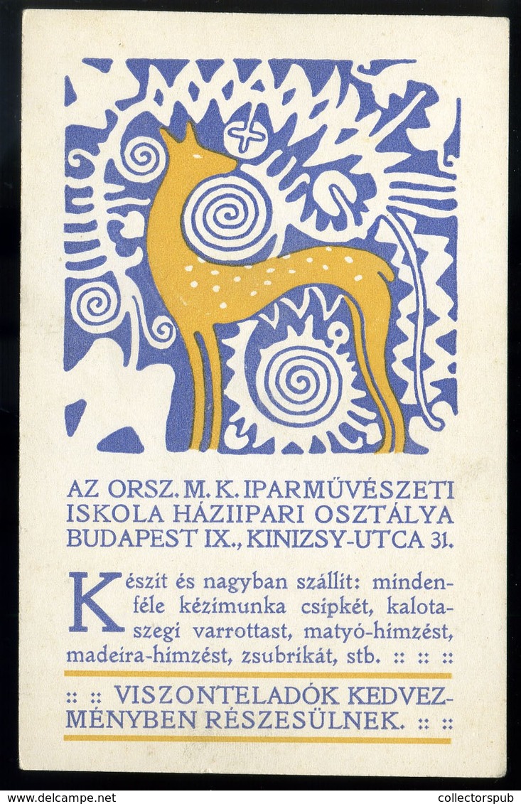 BUDAPEST Országos Iparművészeti Iskola , Céges Reklámkártya (képeslap Méret)  /  BUDAPEST Nat. Arts And Crafts School Co - Unclassified