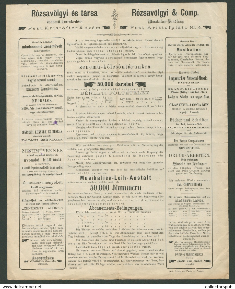 BUDAPEST 1877. Rózsavölgyi és Társa, Zenemű Kereskedés, Korai  Céges Számla A Budai Zeneakadémia Részére - Unclassified