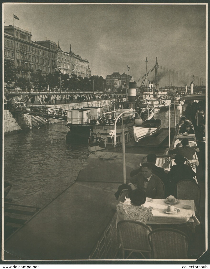 BUDAPEST 1935. Cca. Dunapart, Korzó, Hajók, étterem érdekes Fotó, Magyar Filmiroda  29x23 Cm - Altri & Non Classificati