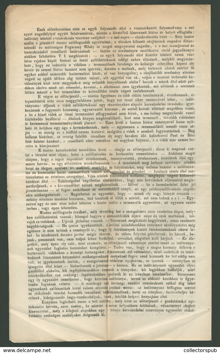 NAGYVÁRAD 1857. A Nagyváradi Borászati Egyesület Megalakulása, érdekes 4 Oldalas Dokumentum - Altri & Non Classificati