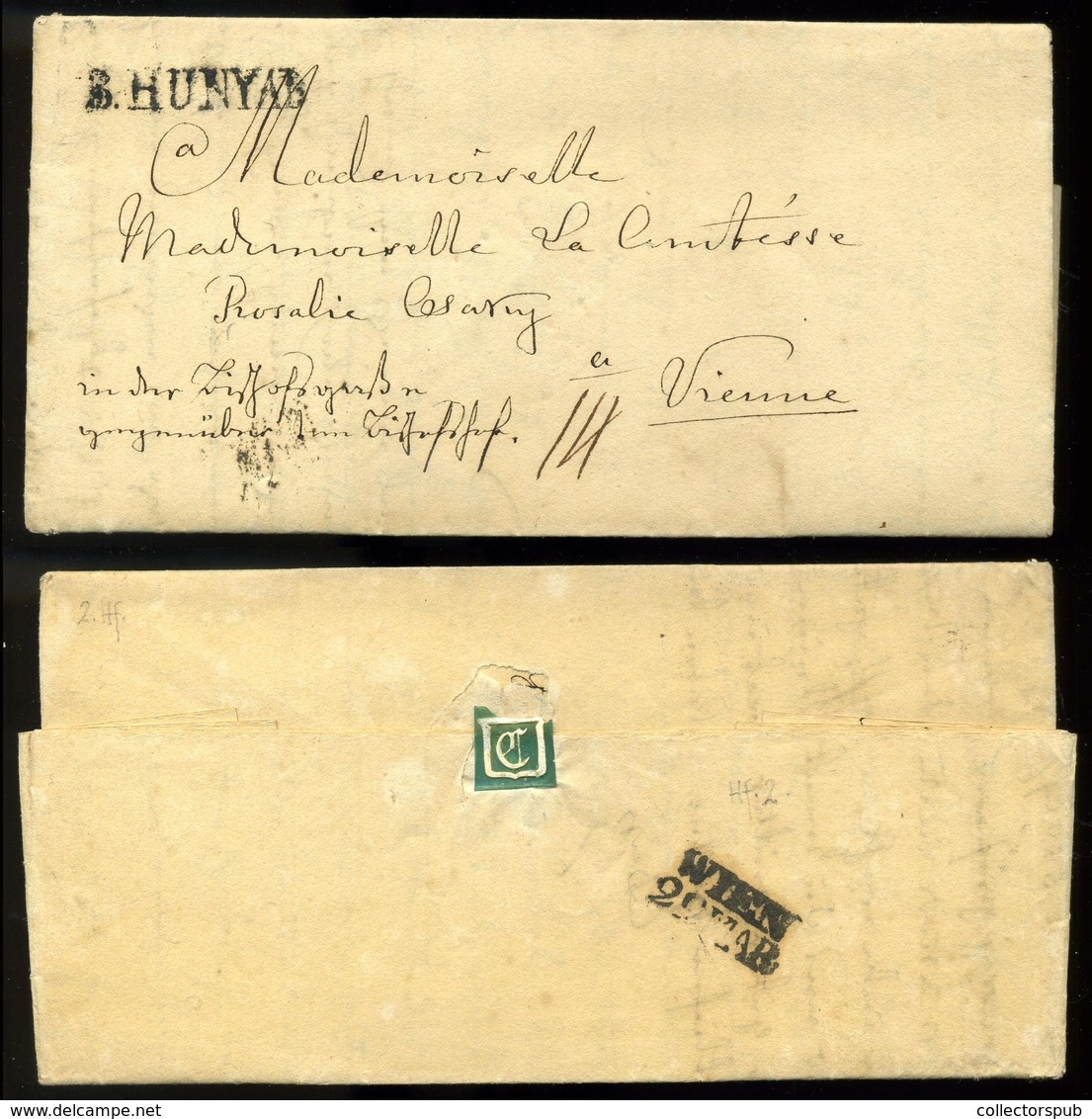 BÁNFFYHUNYAD 1837. Szép Portós Levél , Bécsbe Küldve Csáky Rozália Grófnőnek.  /  Unpaid Letter Romania - ...-1867 Vorphilatelie